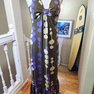 Vintage 60s-70s Retro Mod Bohemian Muumuu Sleeveless Kaftan Maxi Dress